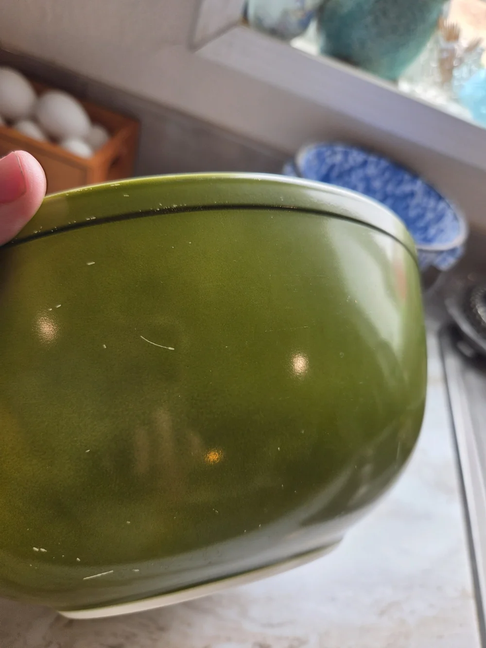Pyrex Olive Green 404 Mixing Bowl - Good Using Condition